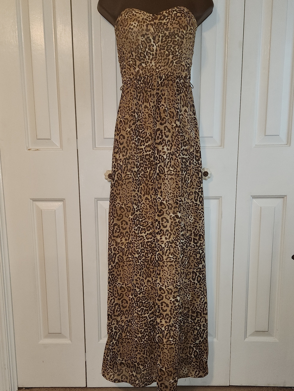 Strapless Leopard Print Maxi Dress - Womens XS - Brand: Jane Norman